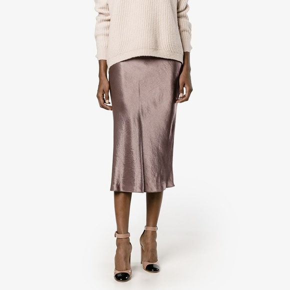vince satin slip midi skirt